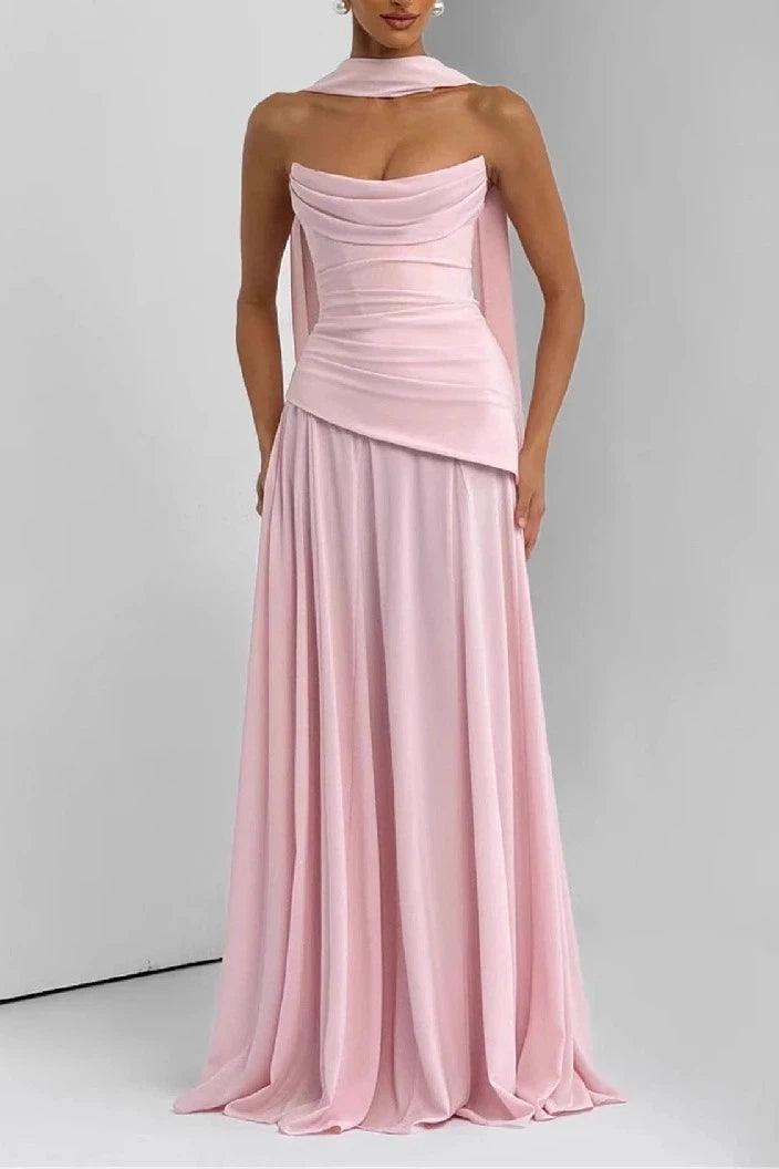 Sheath-Column Floor Length Silk-Like Wedding Guest Dress 1037538978797 - 10 Days / Light Pink / US2 - COCOMELODY